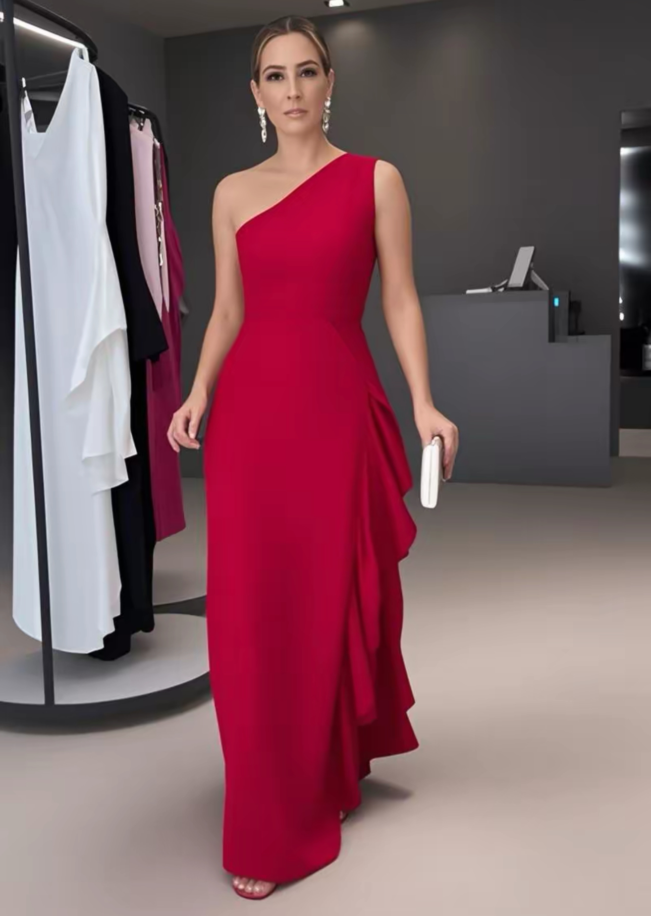 Elegant Bella One-Shoulder Maxi Dress
