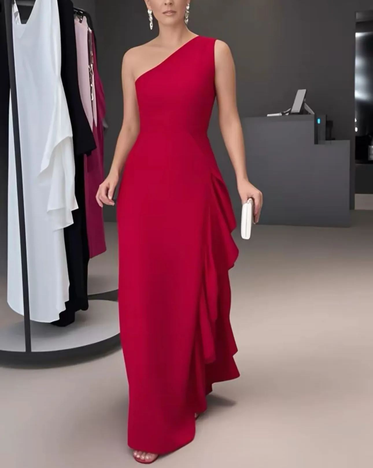 Elegant Bella One-Shoulder Maxi Dress