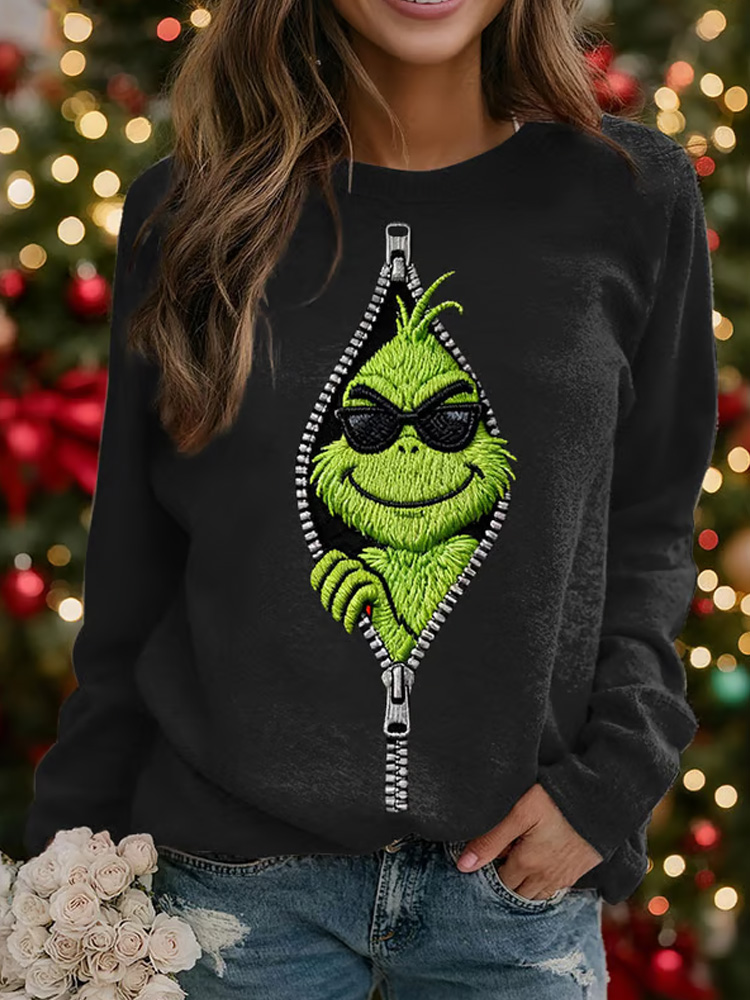 Women's Merry Christmas Printed Crew Neck Sweatshirt