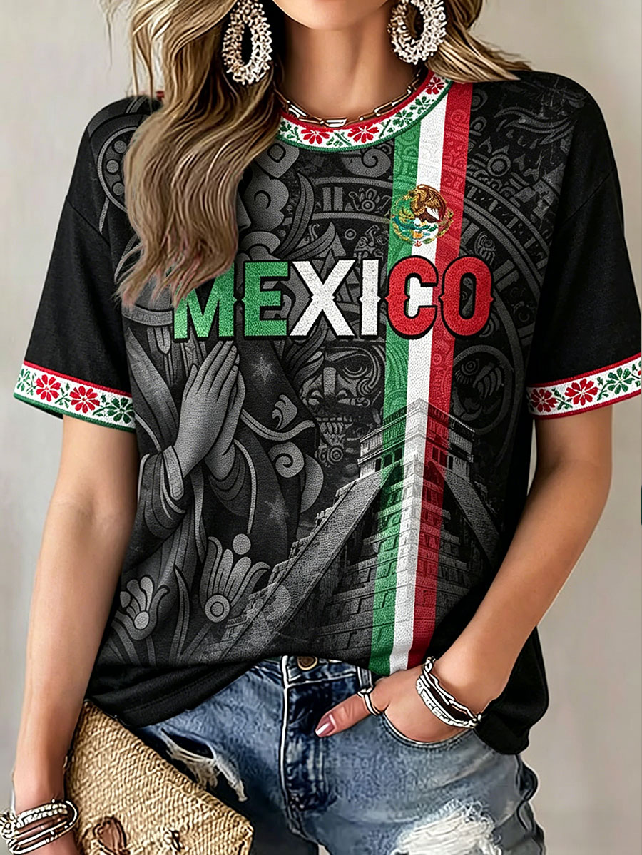 Women's Mexico Football Lover Printed T-Shirt