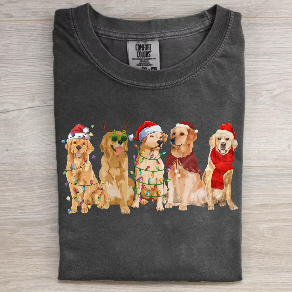 Comfort Colors Christmas Golden Retriever T-Shirt