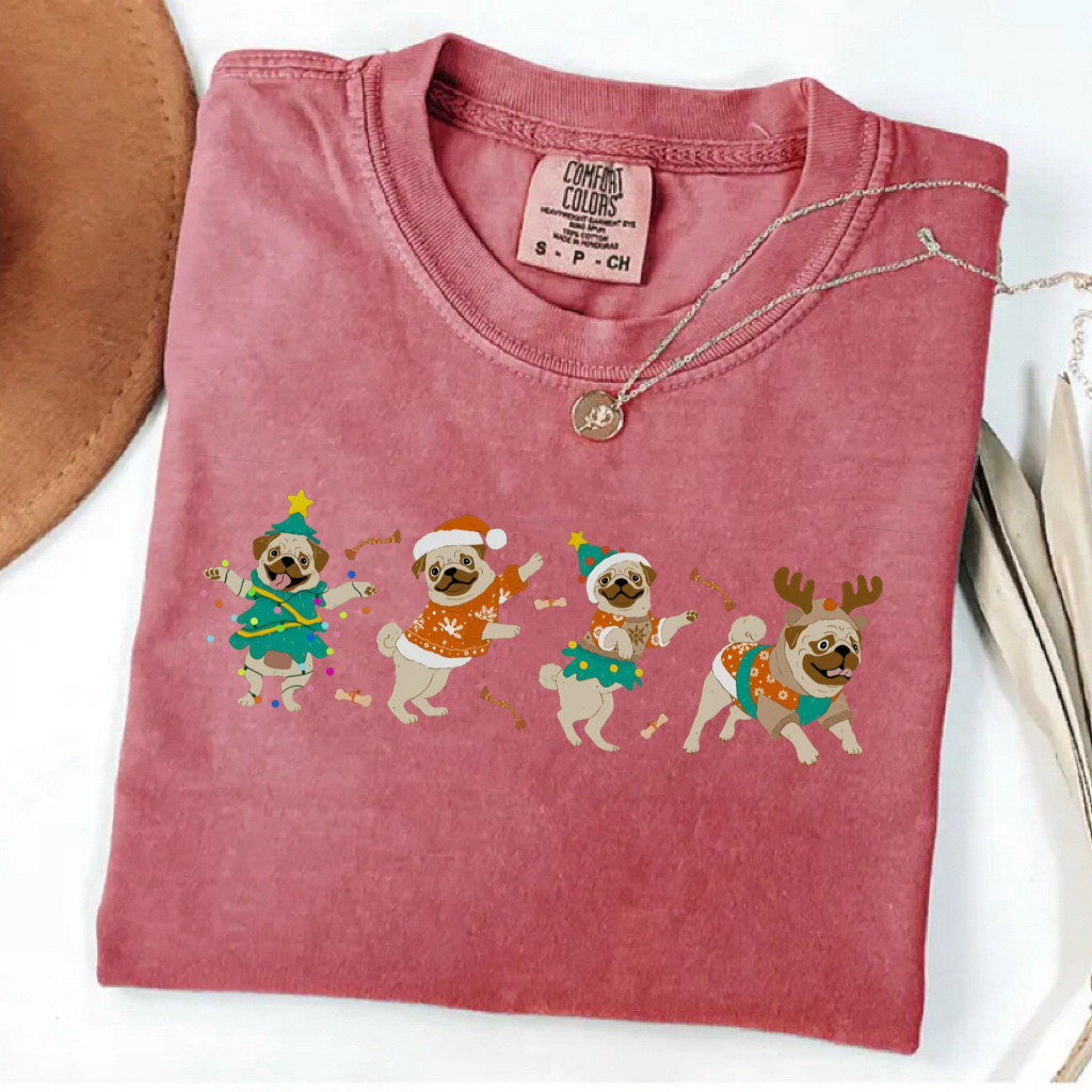Christmas Pug Shirt Christmas Hat Pug T-Shirt
