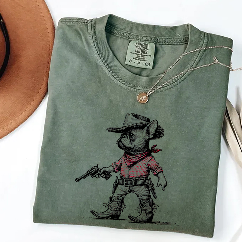 Funny French Bulldog Cowboy T-shirt