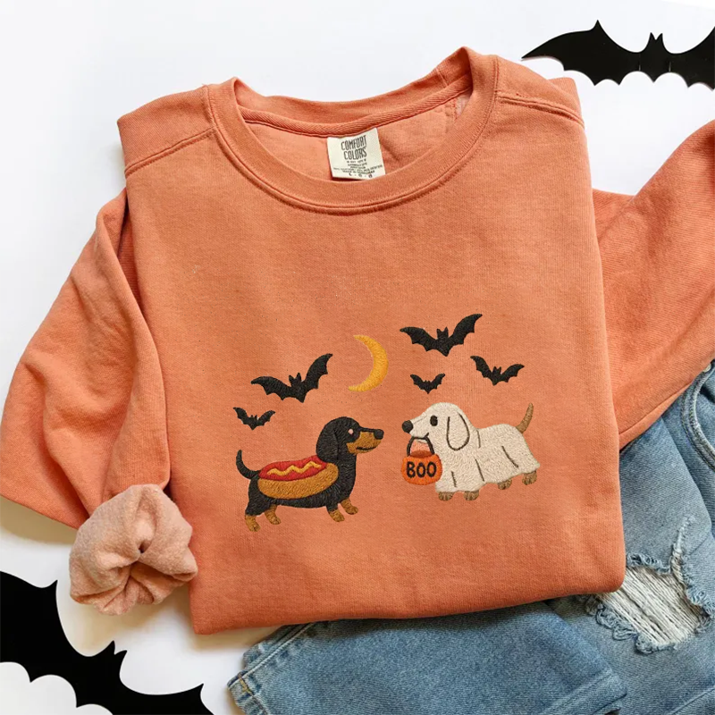 Embroidered Halloween Dachshunds Sweatshirt