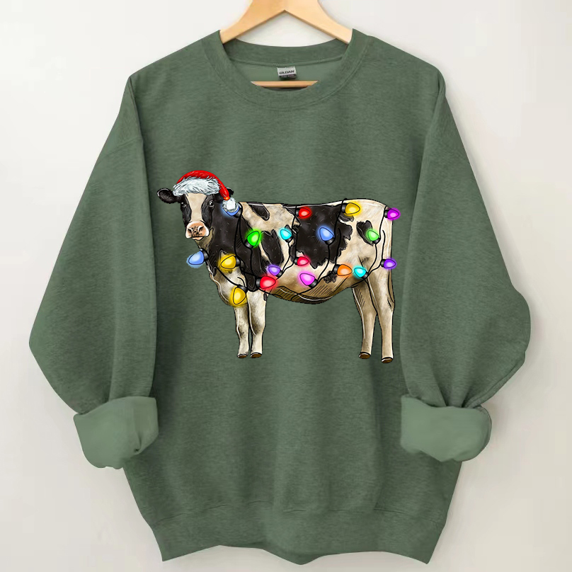 Cute Cow Christmas Sweatshirt-Lulueye