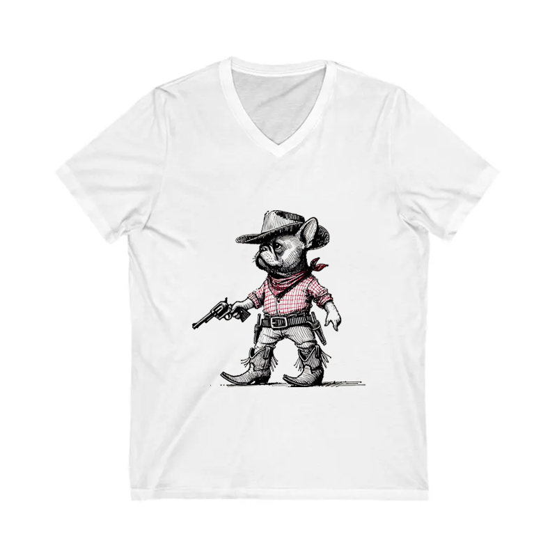 Funny French Bulldog Cowboy V-neck