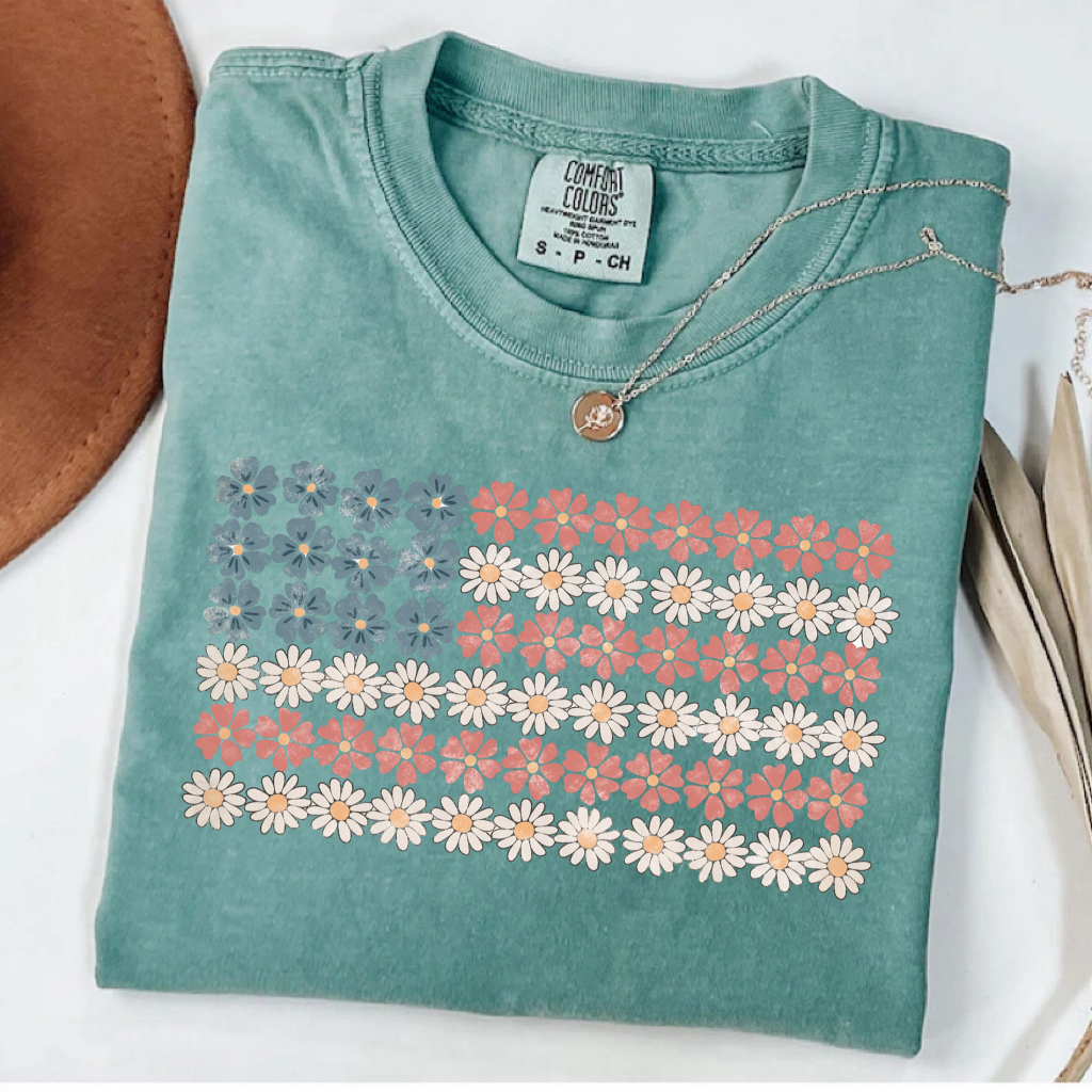 Floral American Flag Shirt