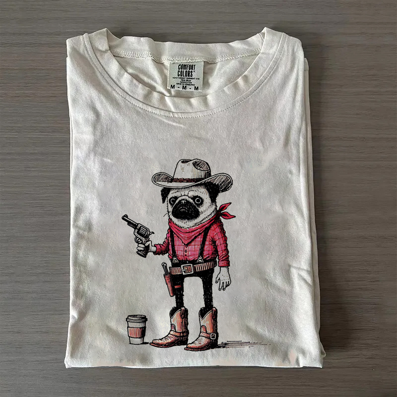 Funny Pug Cowboy T-shirt