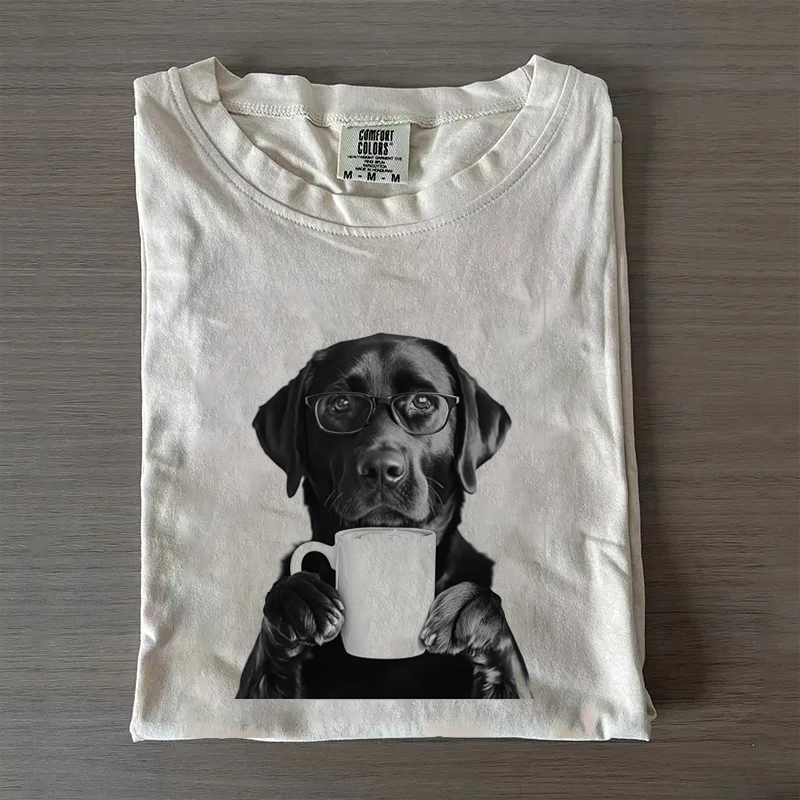 Labrador Drinking Coffee T-shirt
