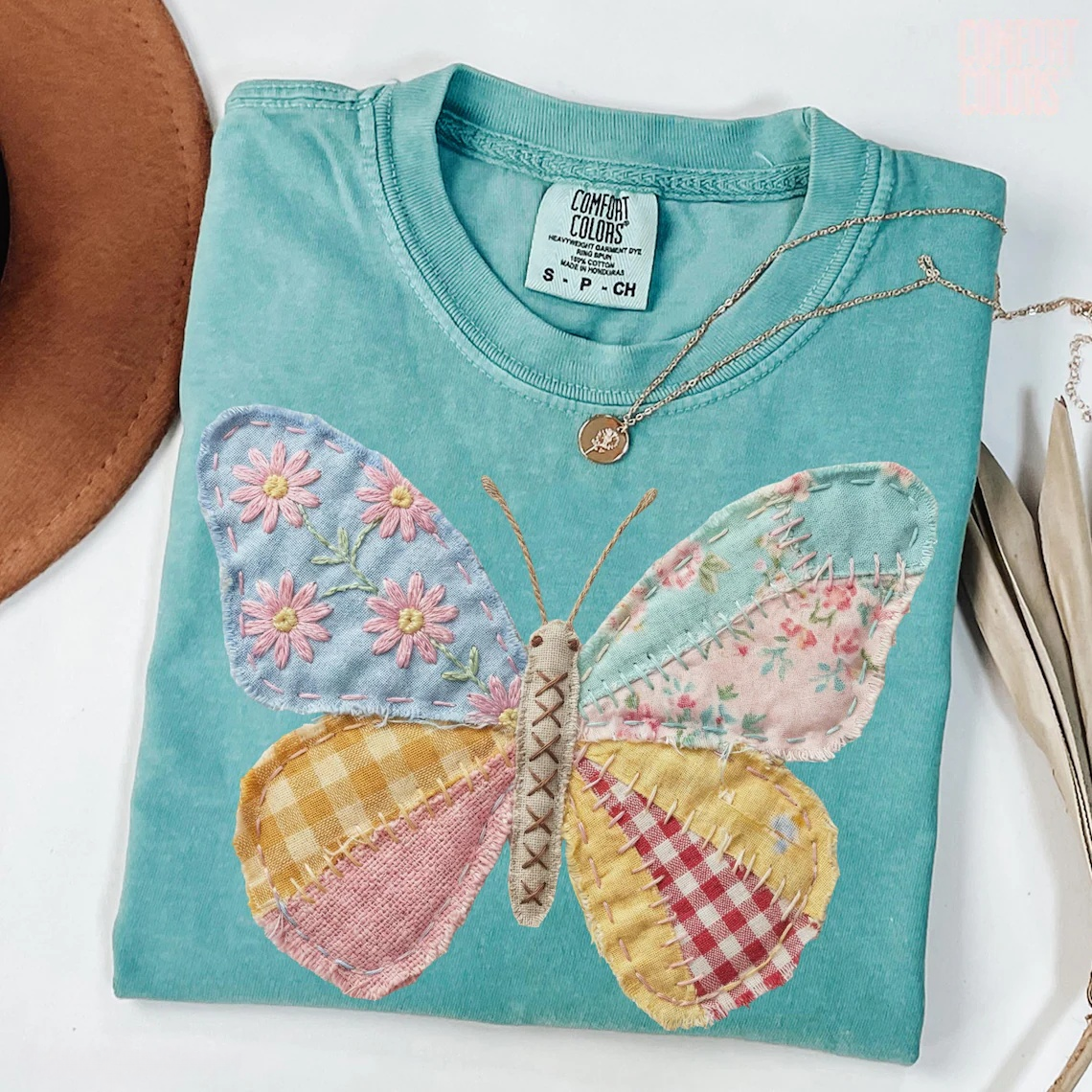 Faux Patchwork Butterfly T-Shirt
