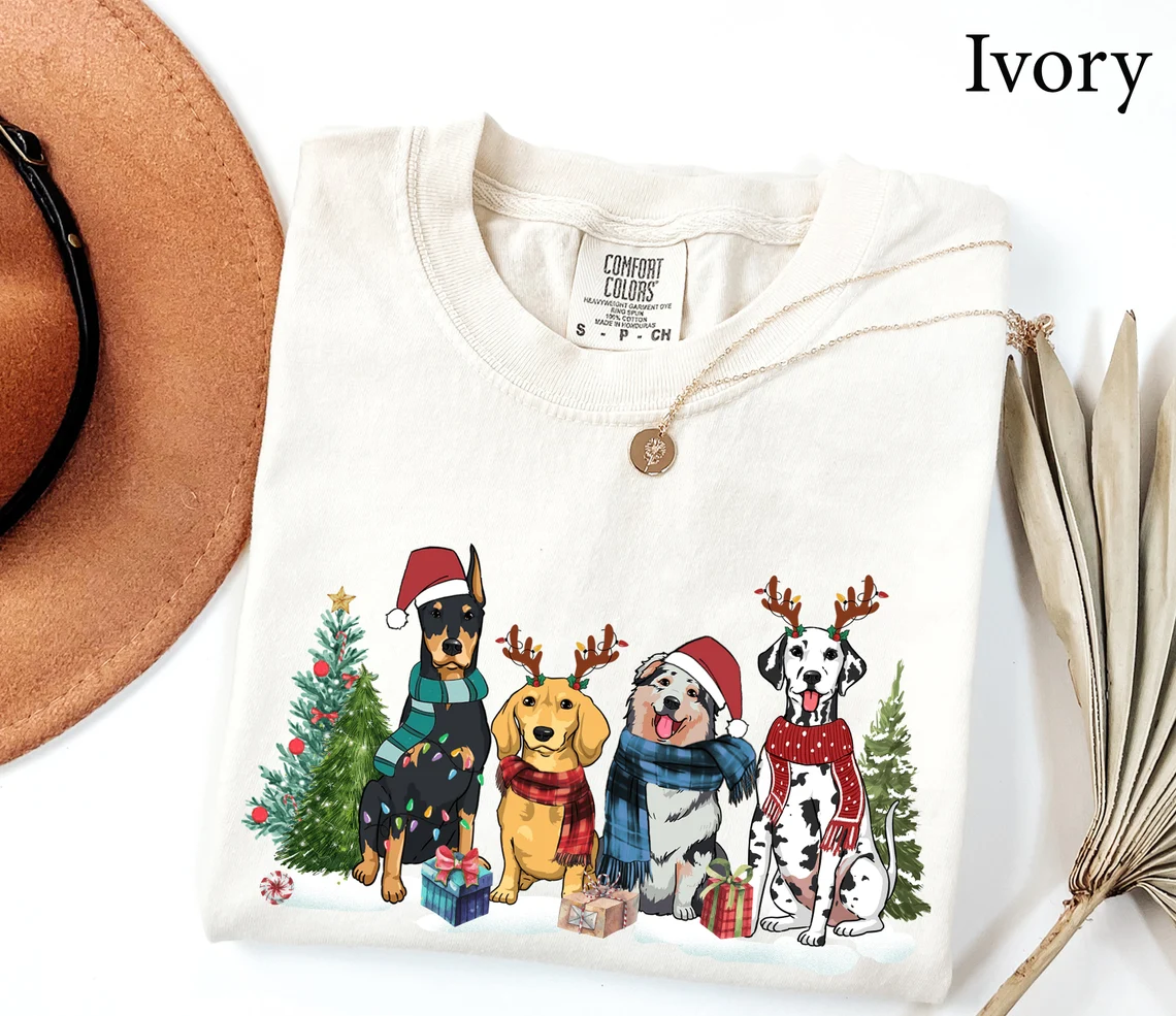 Comfort Color Christmas Dogs Dog Lover T-shirt