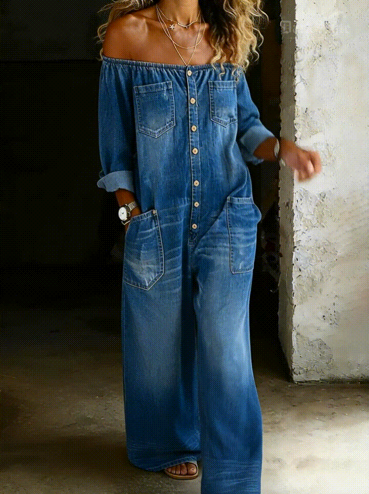 Women’s Fashion Vintage Off-shoulder Long Sleeve Jumpsuit