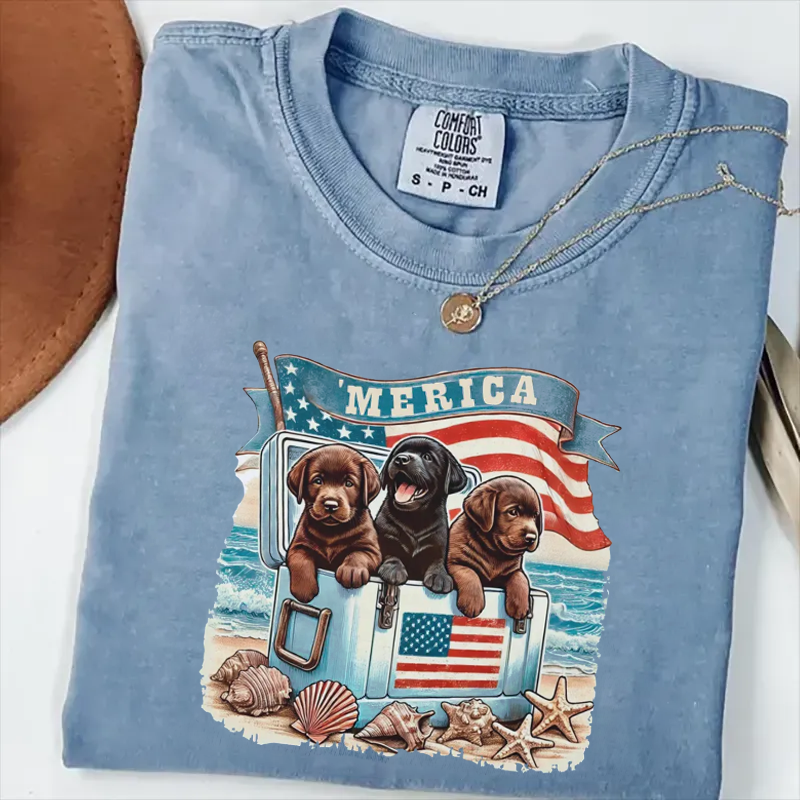 Comfort Colors Patriotic Labrador 4th of July T-shirt