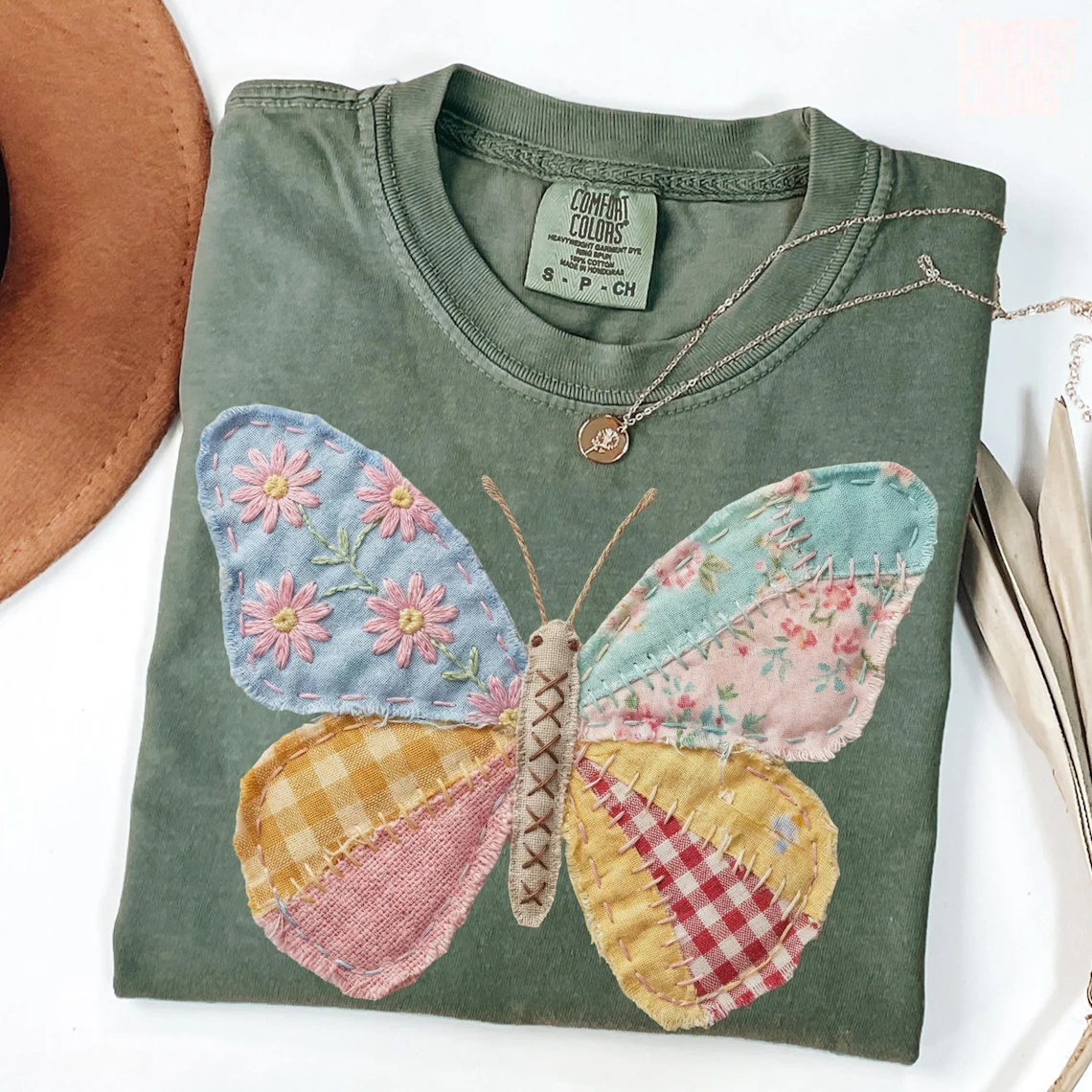 Faux Patchwork Butterfly T-Shirt