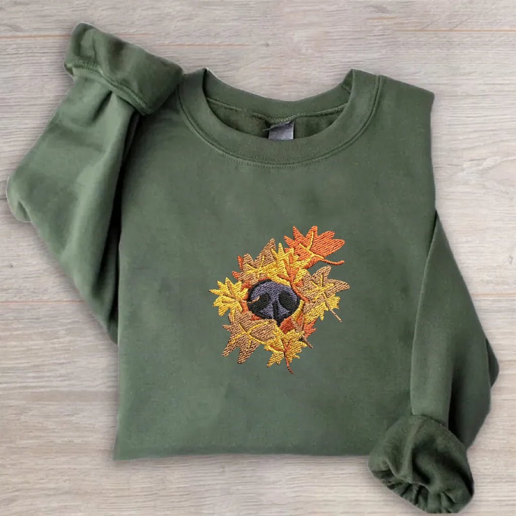 Autumn Boop Dog Nose Embroidered T-Shirt