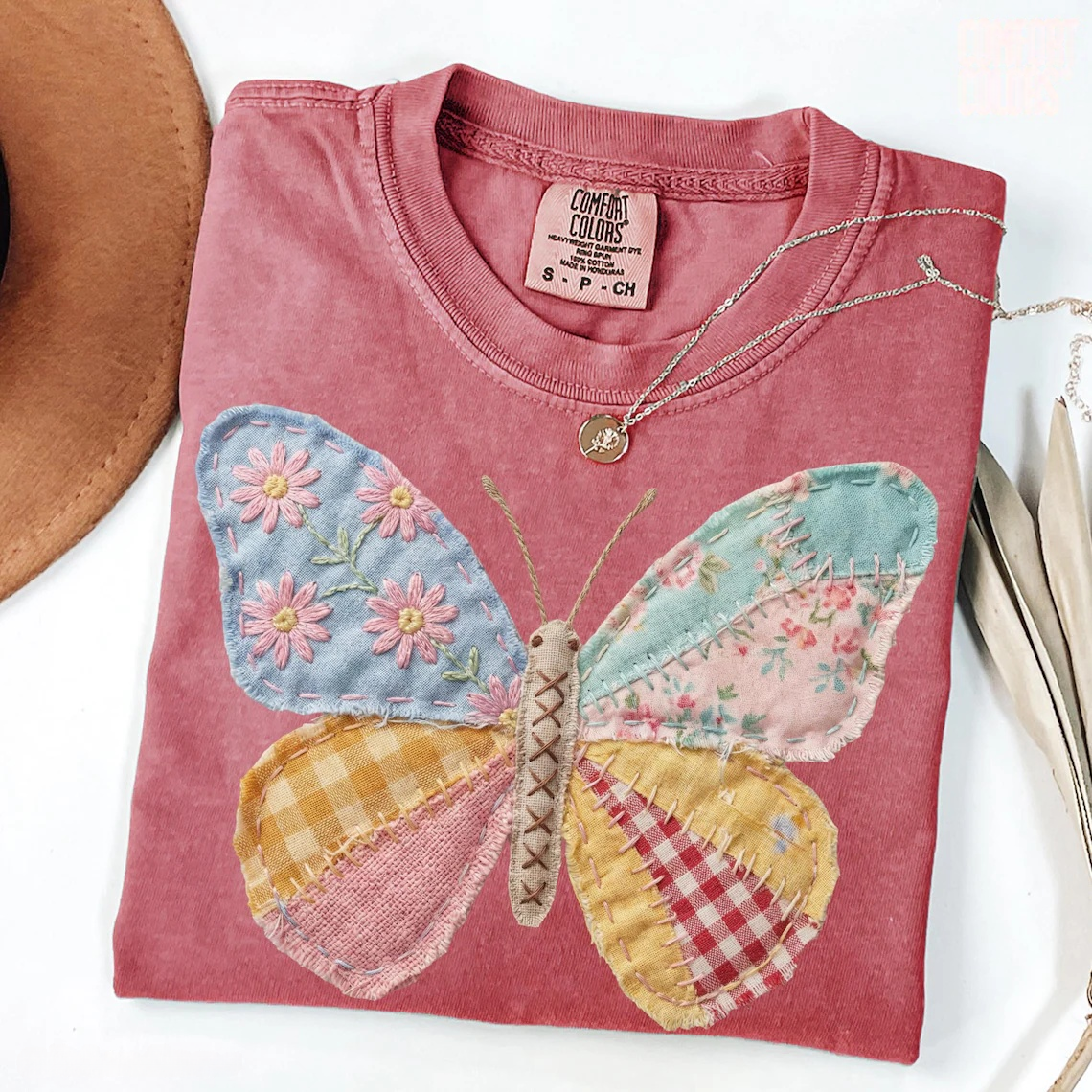 Faux Patchwork Butterfly T-Shirt