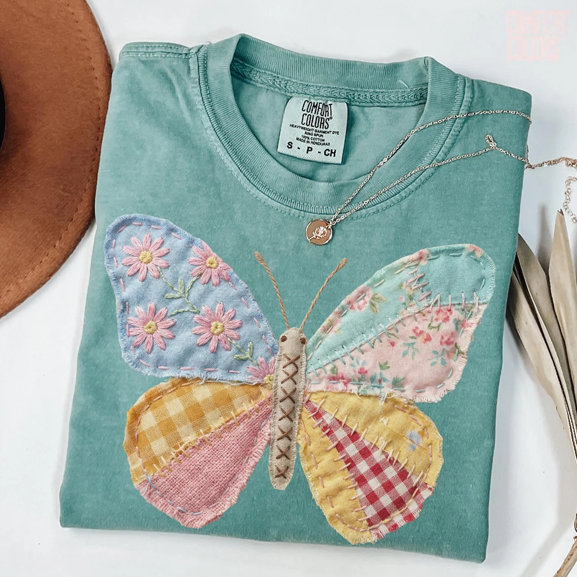 Faux Patchwork Butterfly T-Shirt