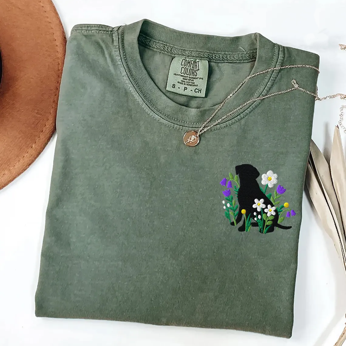 Embroidered Black Lab Cottagecore Shirt