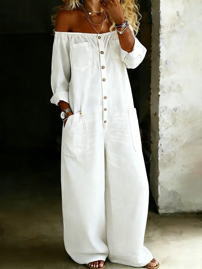 Women’s Fashion Vintage Off-shoulder Long Sleeve Jumpsuit
