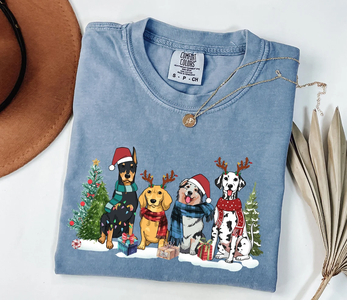 Comfort Color Christmas Dogs Dog Lover T-shirt
