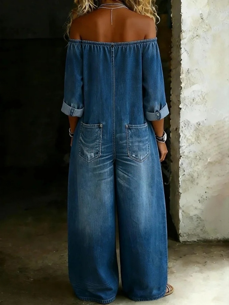 Women’s Fashion Vintage Off-shoulder Long Sleeve Jumpsuit