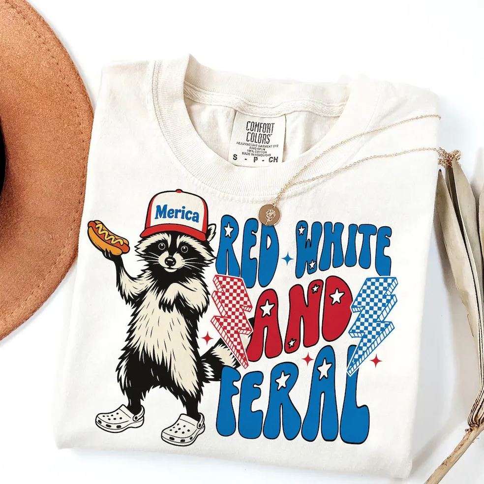 Red White And Feral USA T-shirt