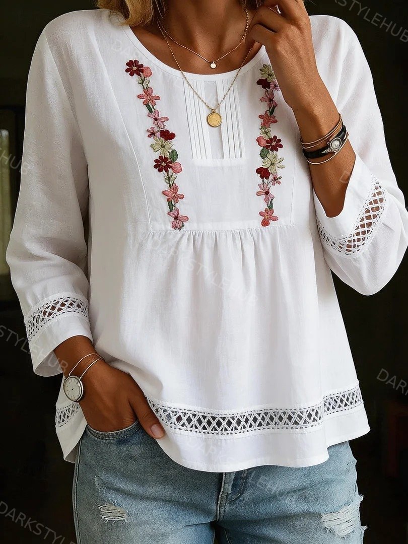 Women's Casual Solid Color Off-shoulder Lace Shirt