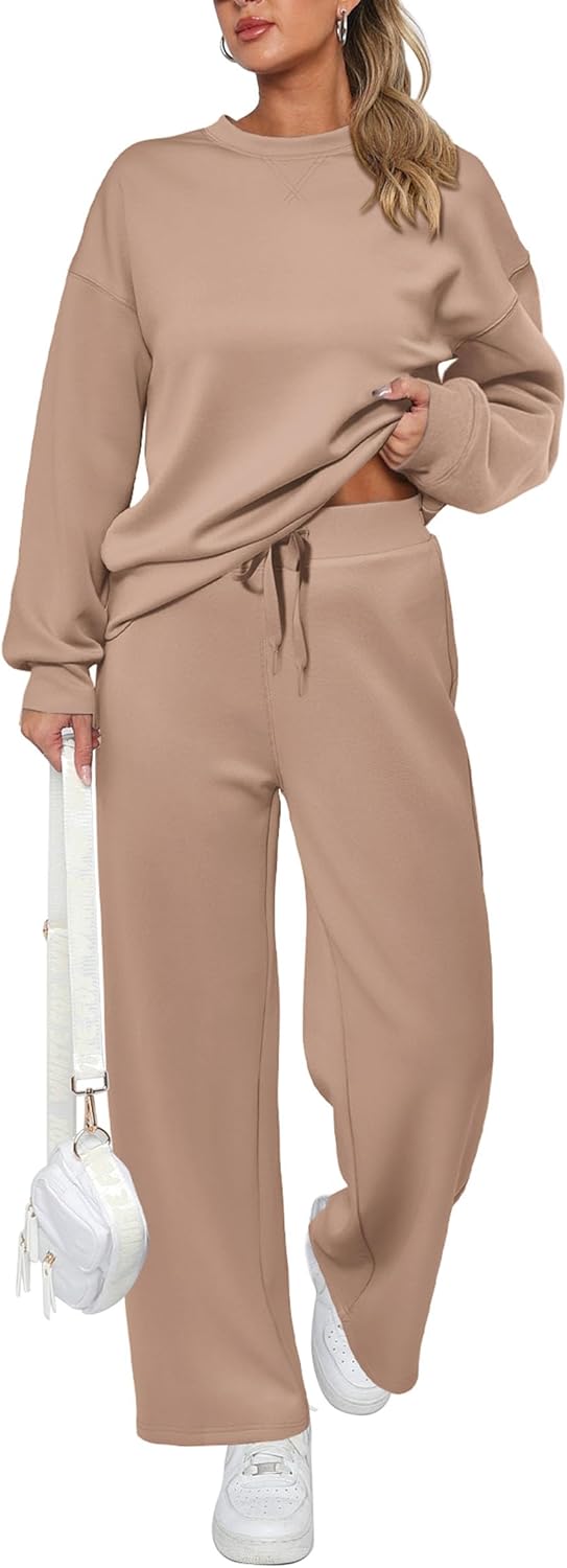 PRETTYGARDEN Women's 2 Piece Outfits 2024 Winter Long Sleeve Pullover Tops And Long Pants Lounge Sets Tracksuit