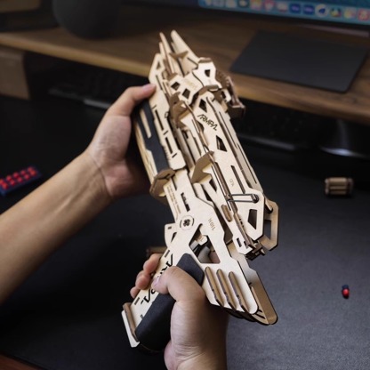 3D Wooden Puzzles Series Handheld Railgun