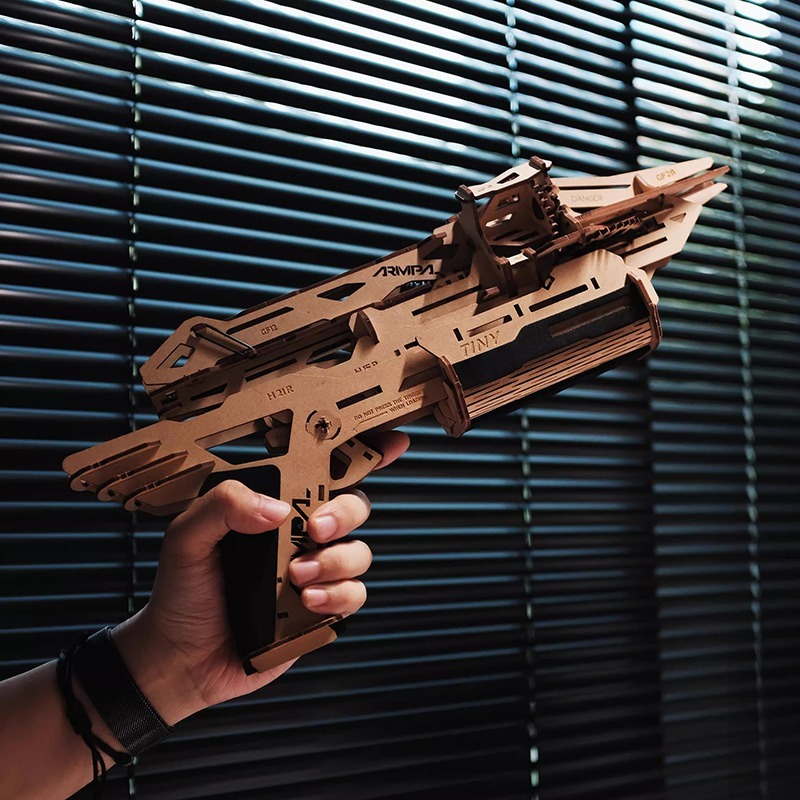 3D Wooden Puzzles Series Handheld Railgun