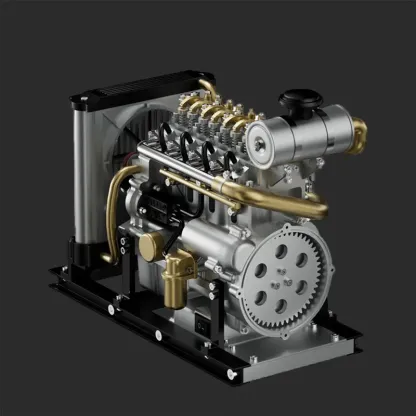 Full-Metal Mini OHV Inline Four-Cylinder Diesel Engine Model Kit