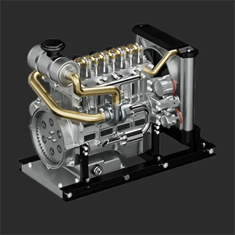 Full-Metal Mini OHV Inline Four-Cylinder Diesel Engine Model Kit