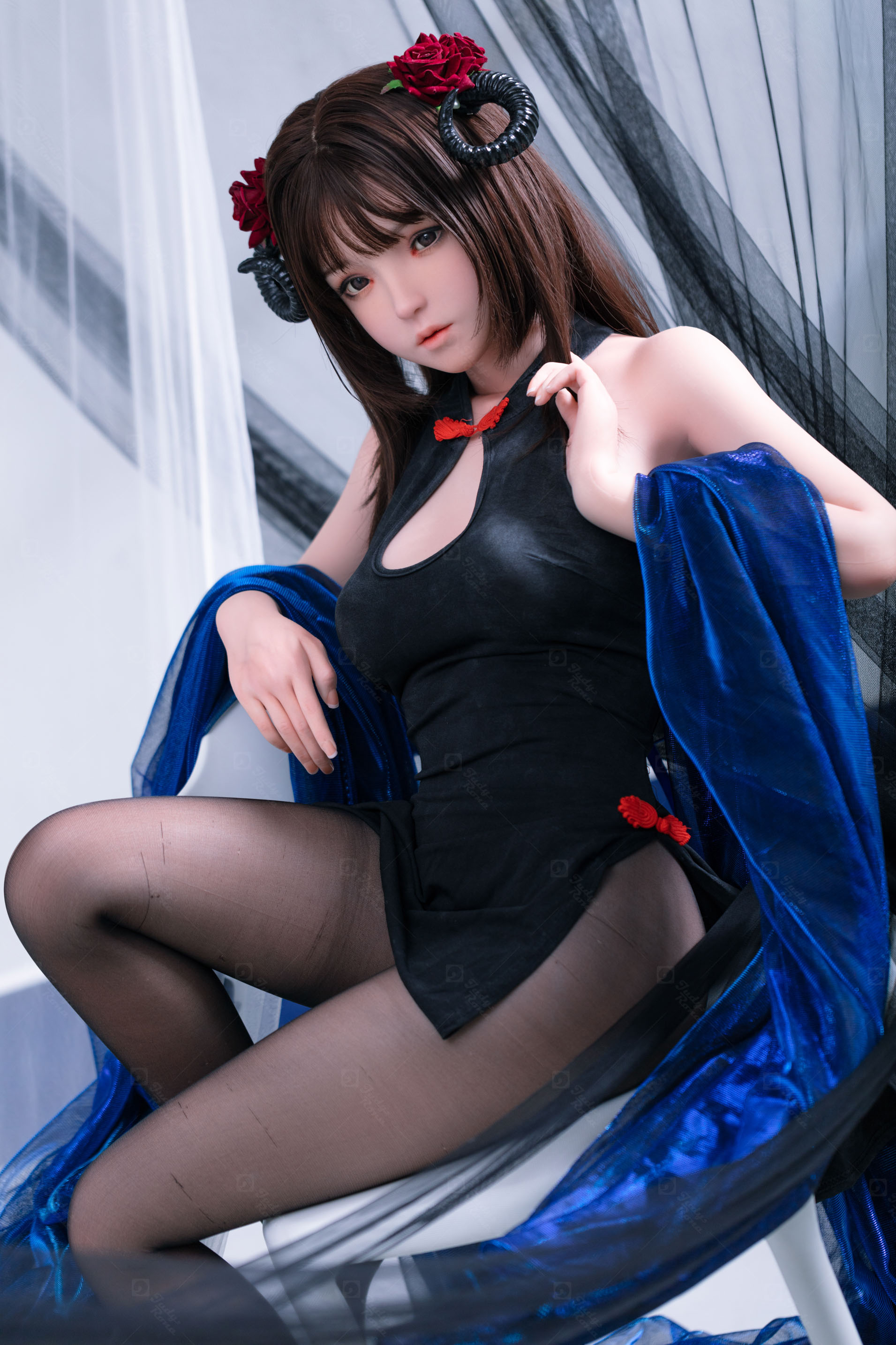 JR | Kiko - 4Ft 10(148cm) Japanese Black Devil Silicone Sex Doll 