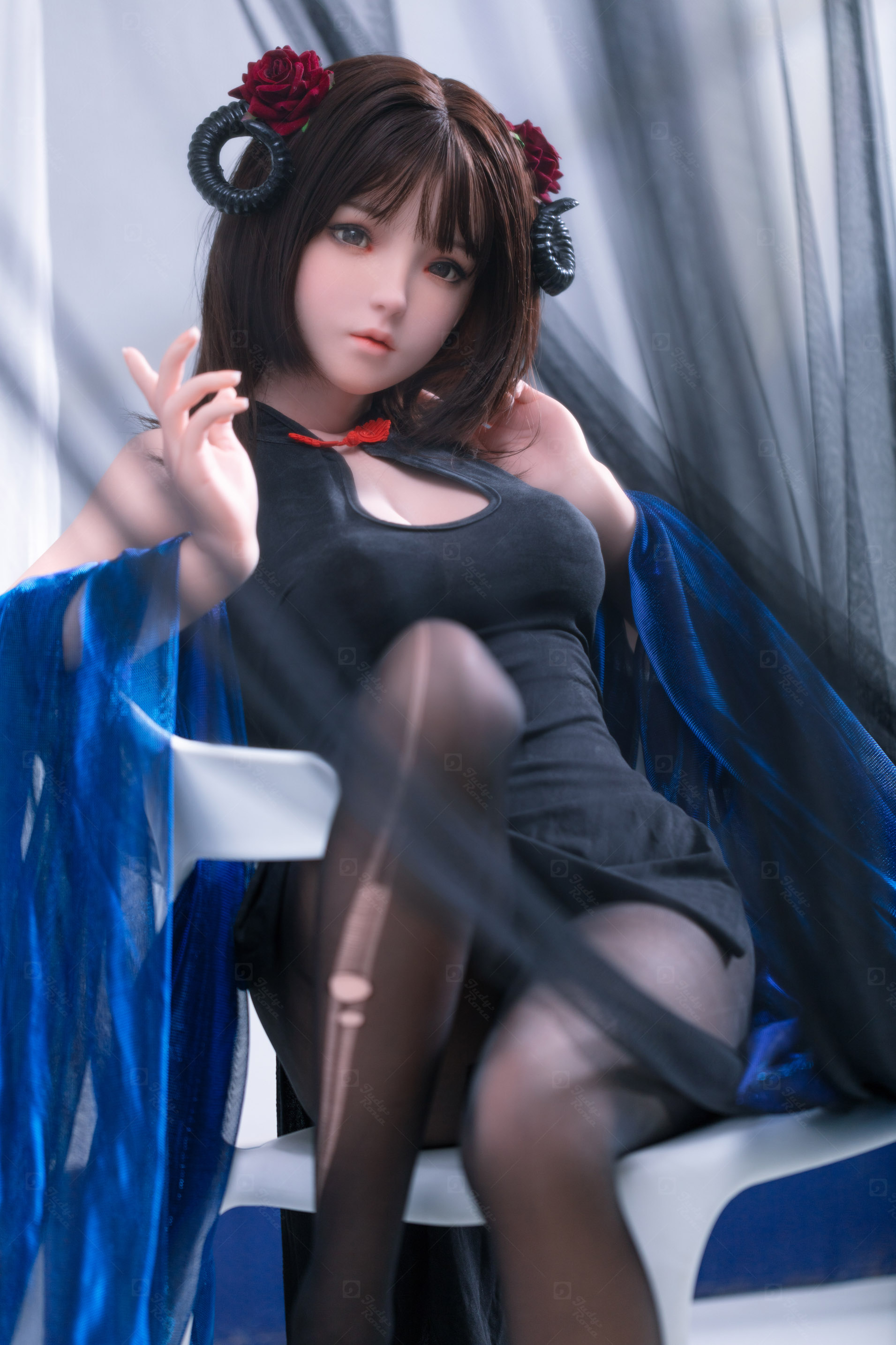 JR | Kiko - 4Ft 10(148cm) Japanese Black Devil Silicone Sex Doll 