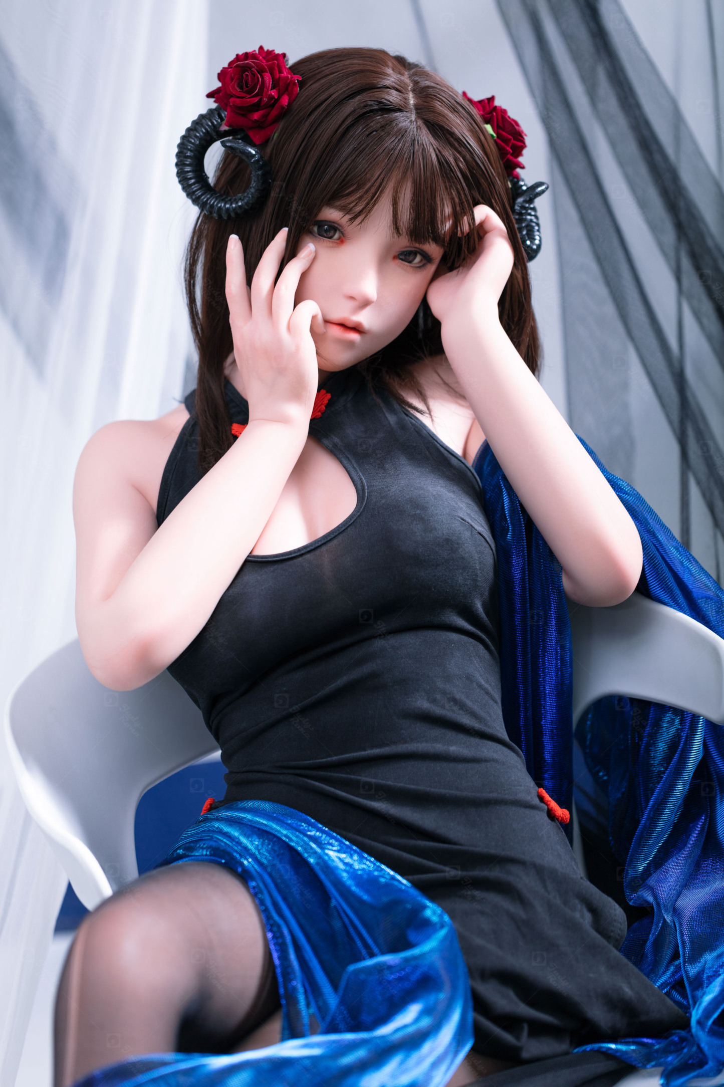 JR | Kiko - 4Ft 10(148cm) Japanese Black Devil Silicone Sex Doll 