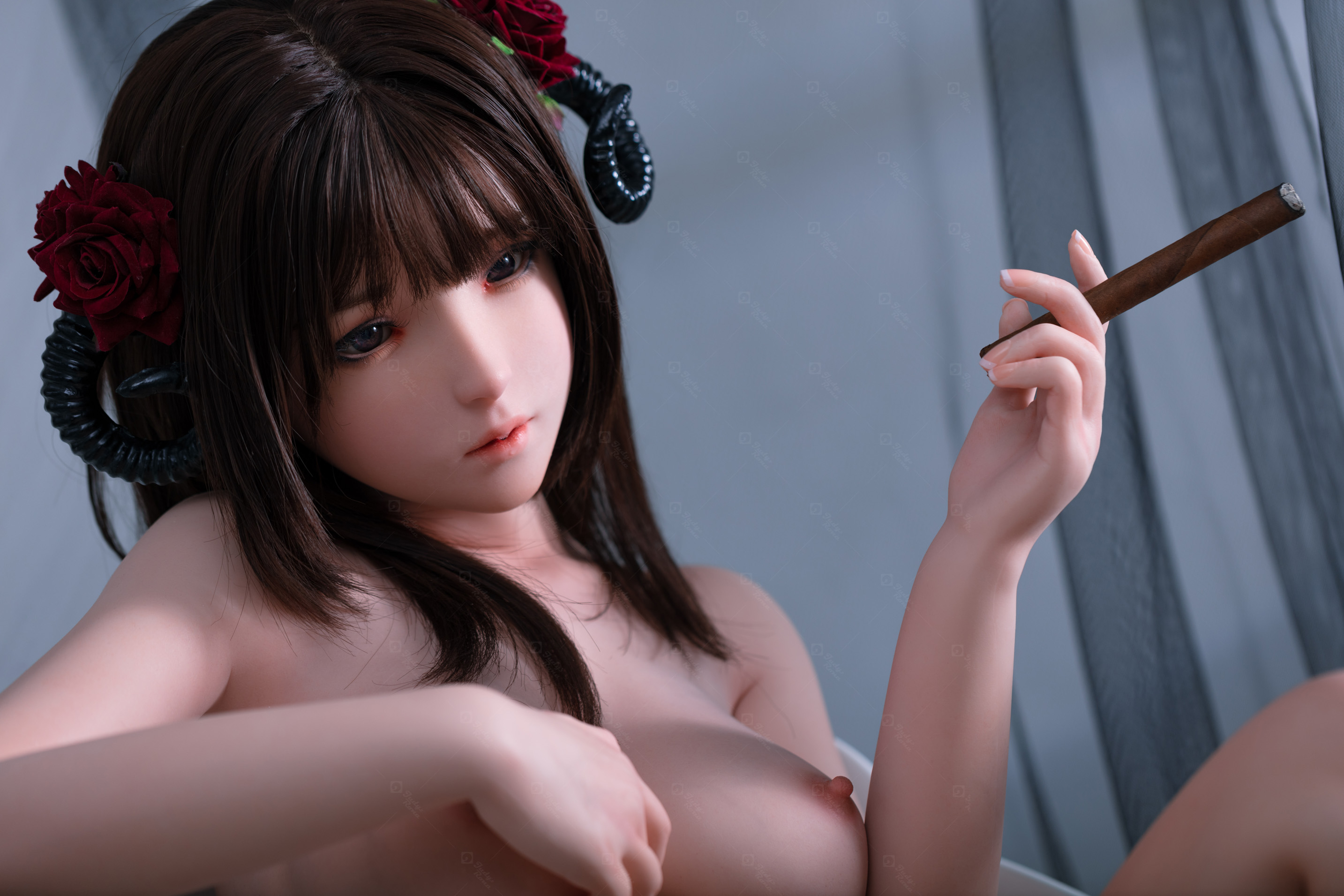 JR | Kiko - 4Ft 10(148cm) Japanese Black Devil Silicone Sex Doll 