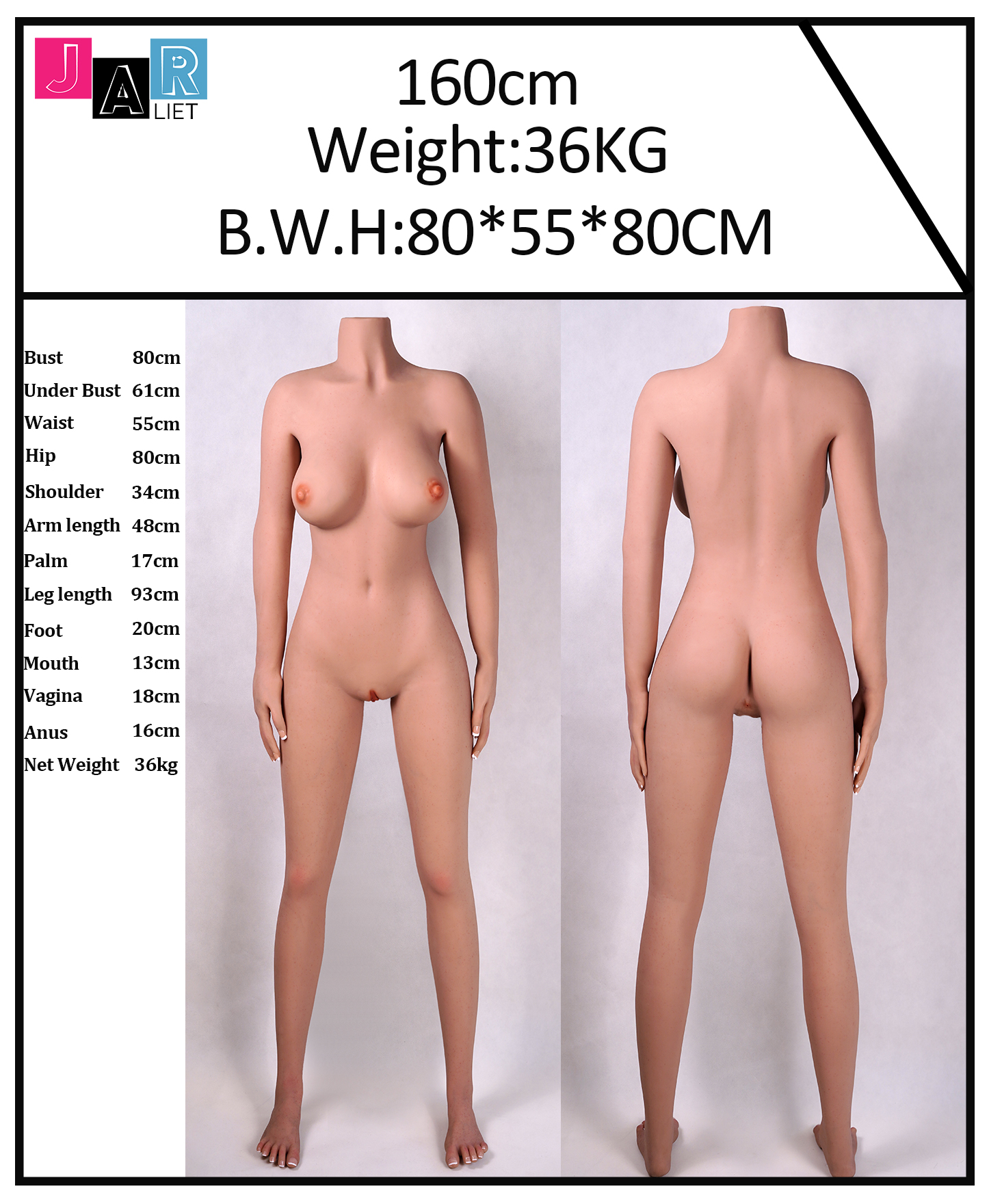 Jarliet | Helen -5ft 2/160cm Light Tan Silicone Head Sex Doll