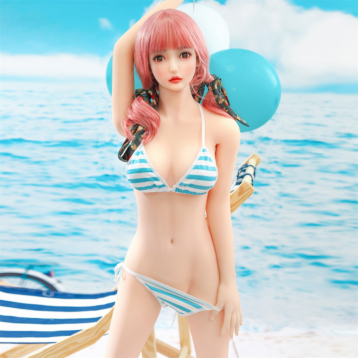 Bonnie - 4ft 10/148cm Bikini Style Youth Energetic Beauty Doll With Pretty Pink Hair-First Love Doll
