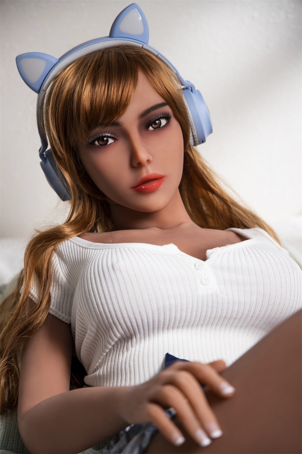 Tayen - Small Boobs  Wheat Skin Color Sex Doll With Long Blonde Curly Hair(5 Sizes ）-First Love Doll