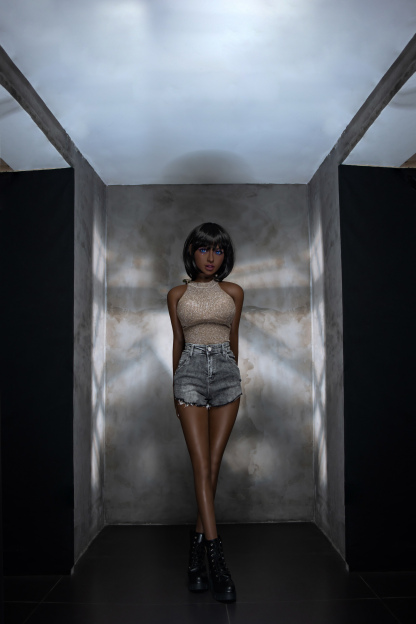 AIBEI | Laffey - 4ft 10/148cm Sexy Black Color Skin Love Doll With Short Straight Hair-First Love Doll