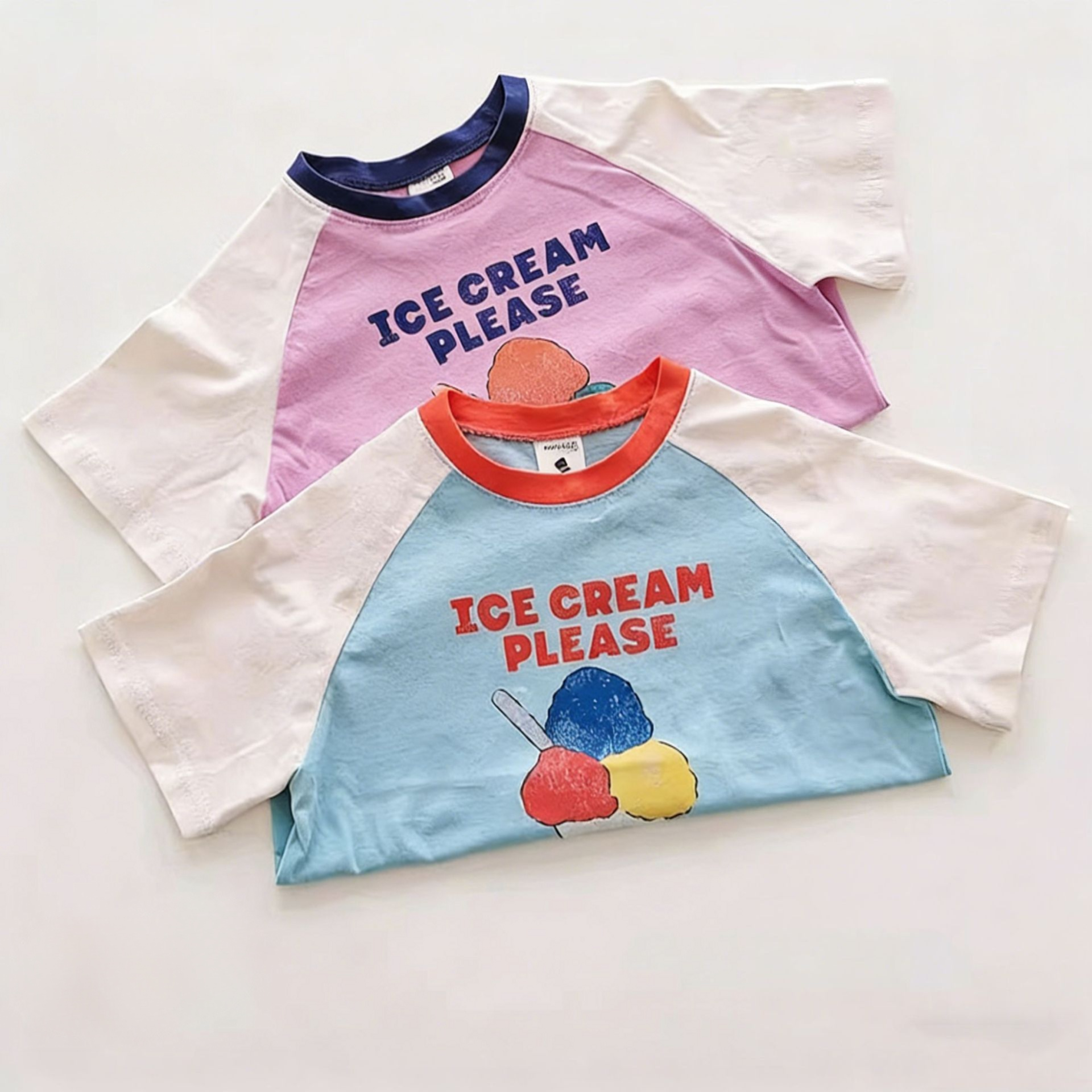 Kids Cartoon Letter Contrasting Colors Crew Neck T-shirt
