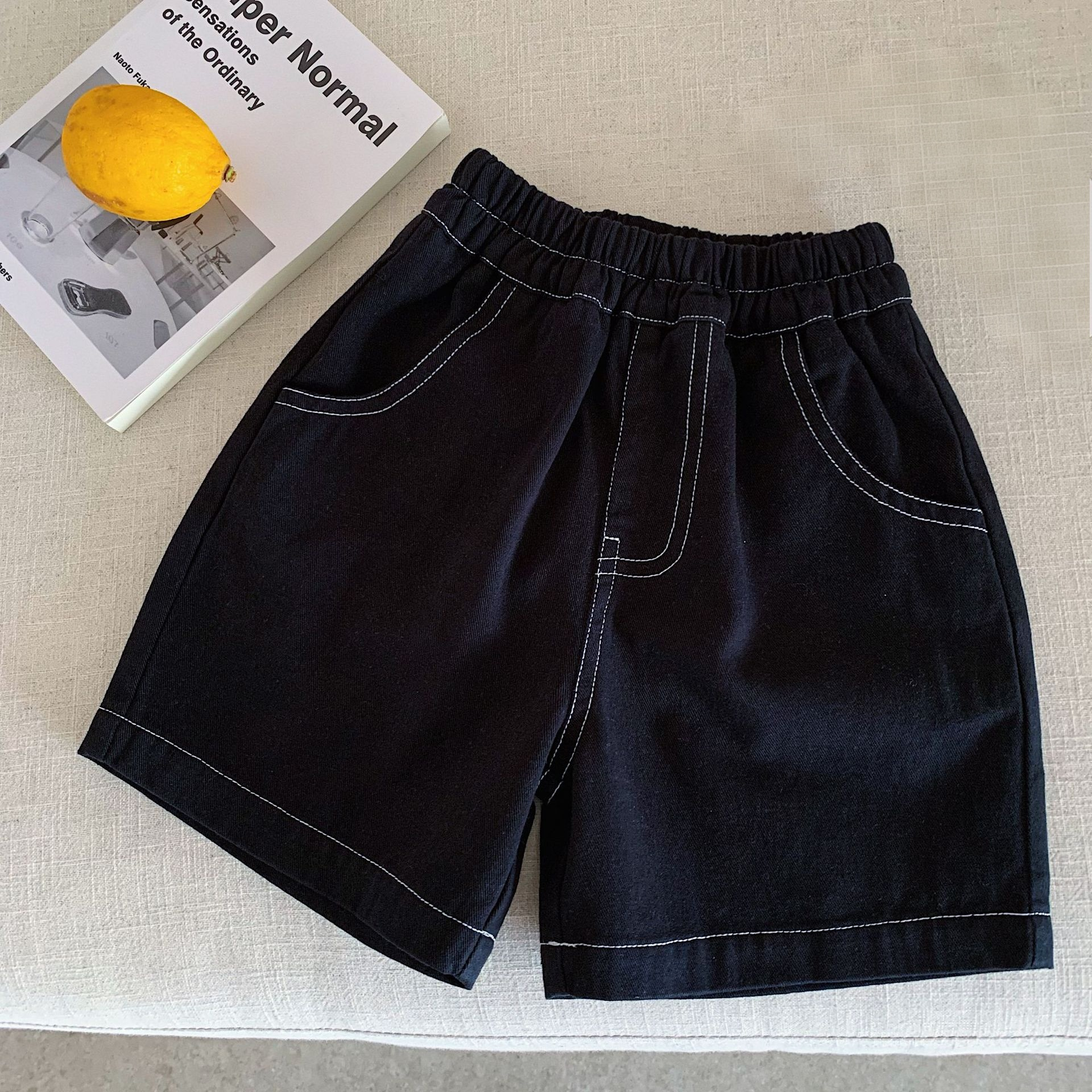 Kids Solid Color Denim Shorts