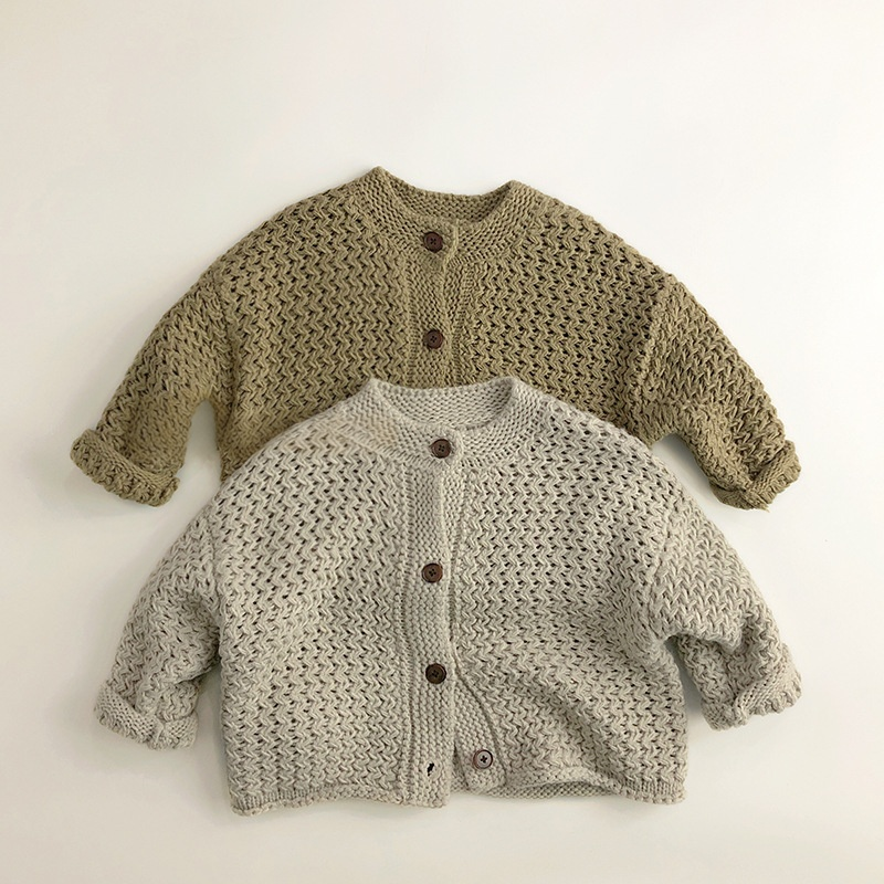 Kids Solid Color Wave Texture Sweater