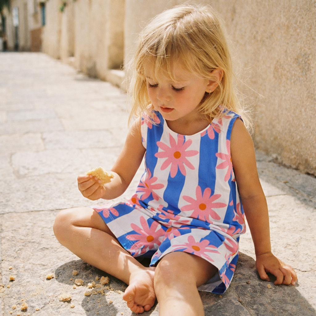 Baby & Kids Blue Stripe Flowers Tank and Shorts Set