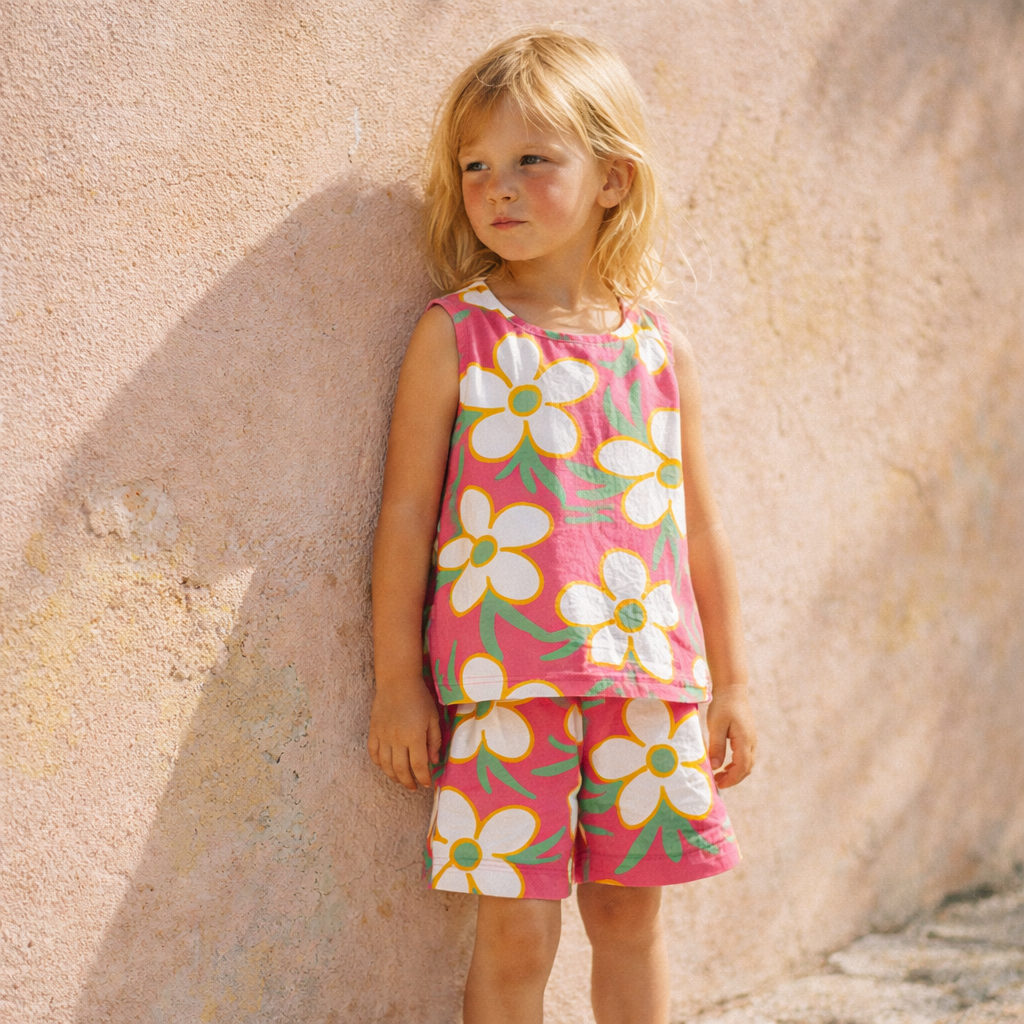 Baby & Kids Florals Tank and Shorts Pink Set