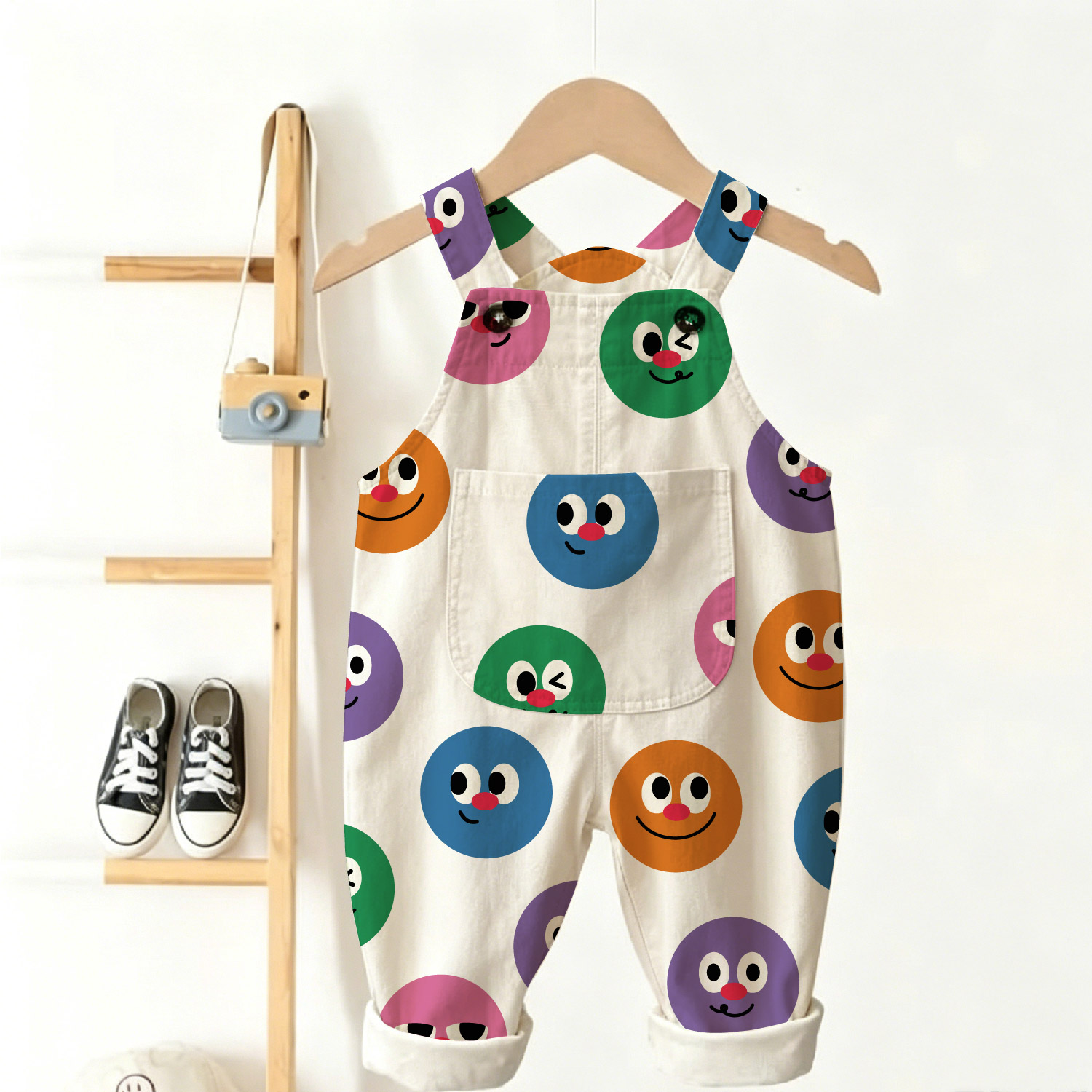 Baby Smiley Face Patterns Overalls