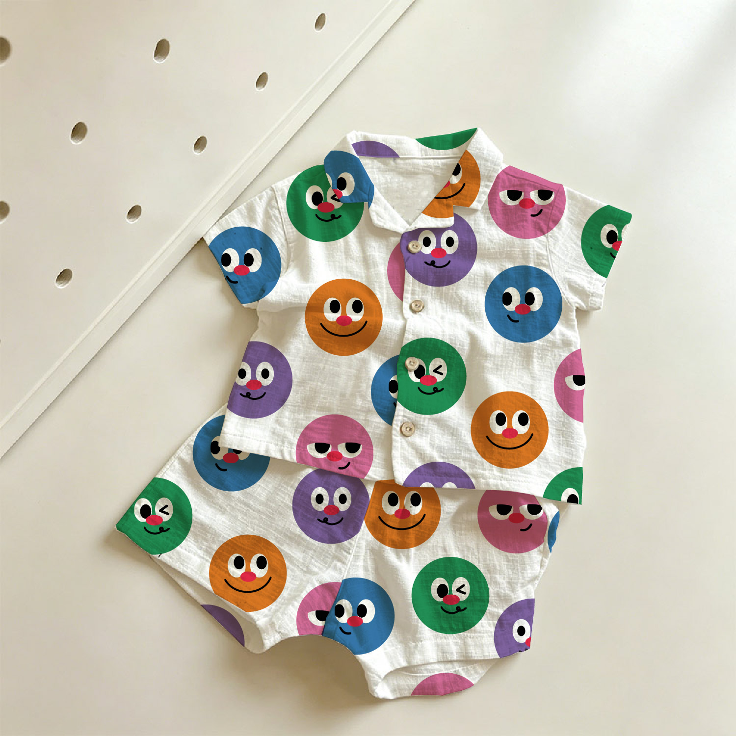 Baby & Kids Smiley Face Patterns Lapel Beach Sets