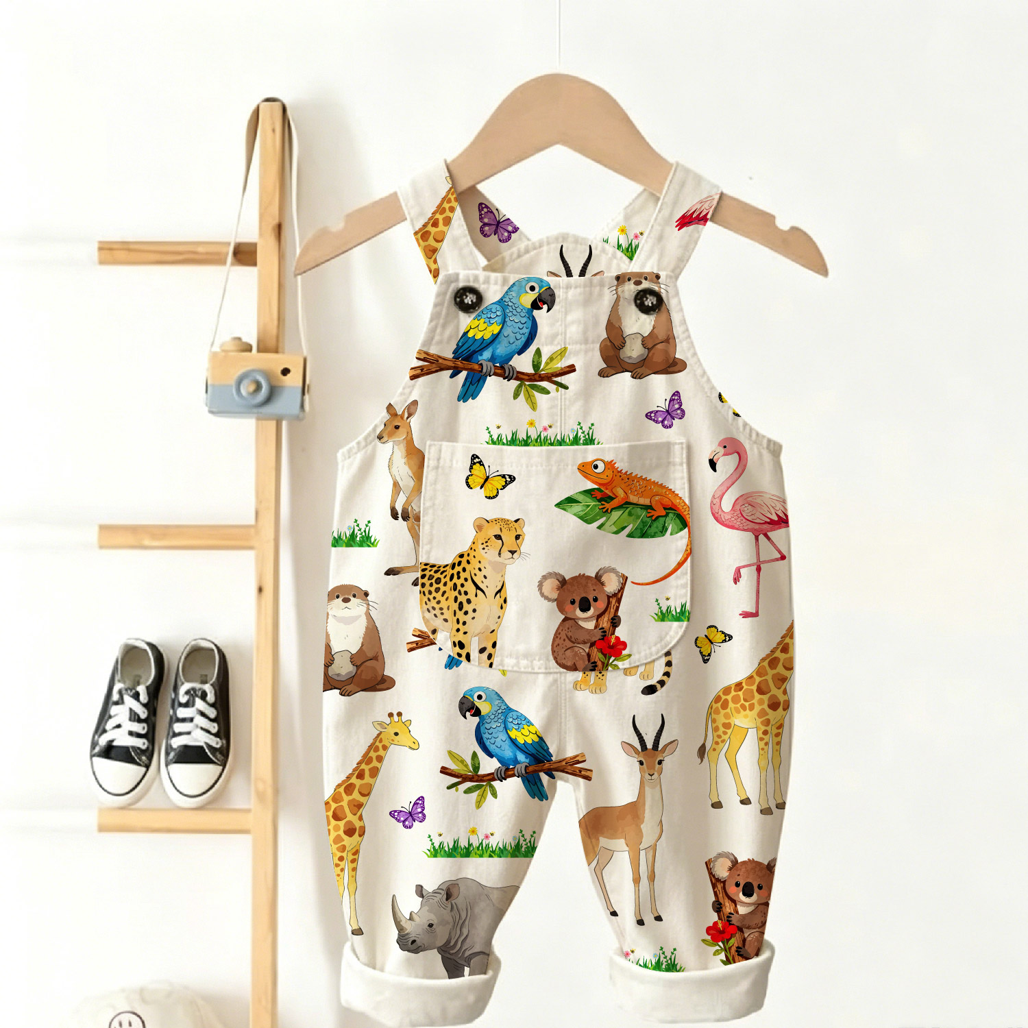 Baby Smiley Animals Patterns Overalls