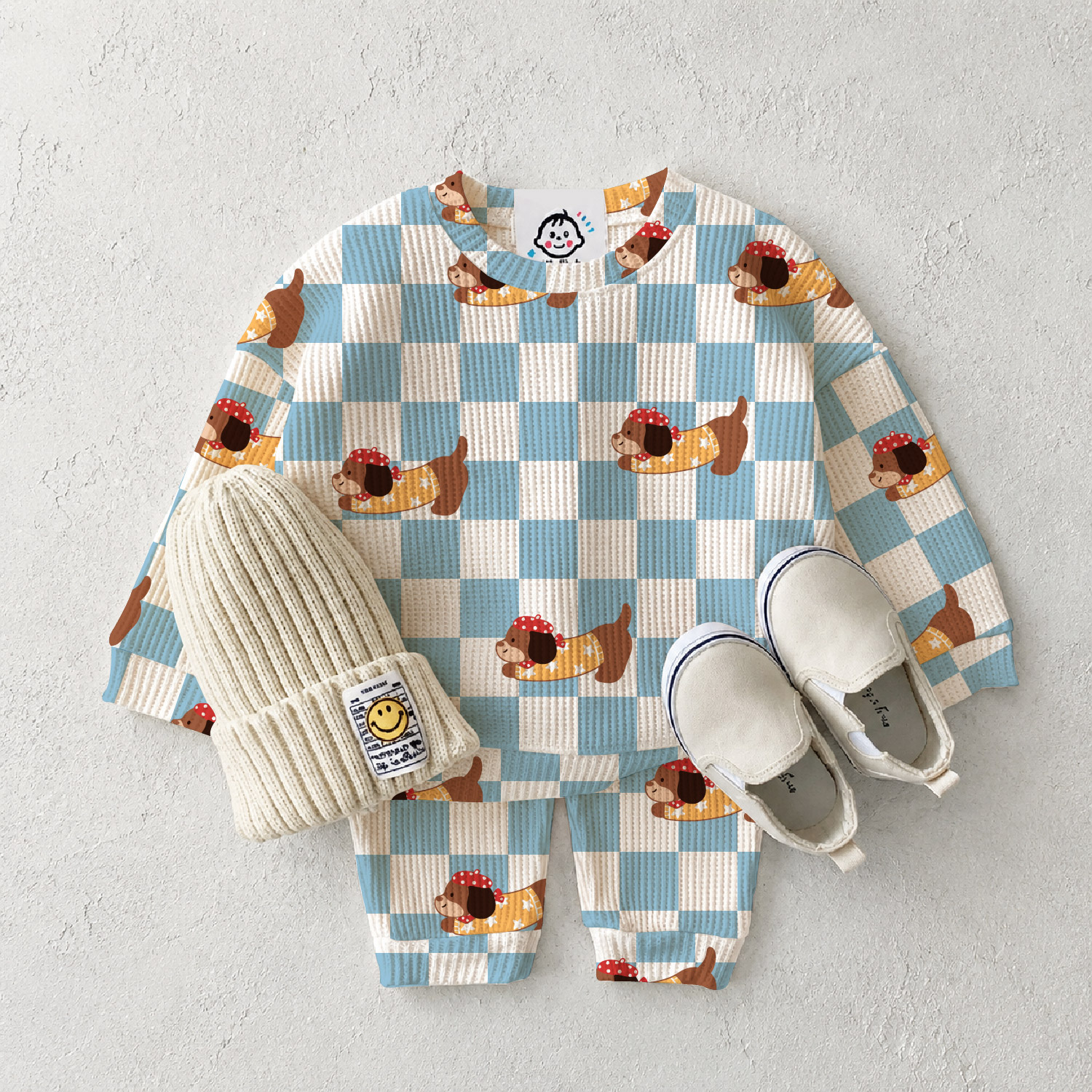 Baby Plaid dog Waffle 2-Piece Set