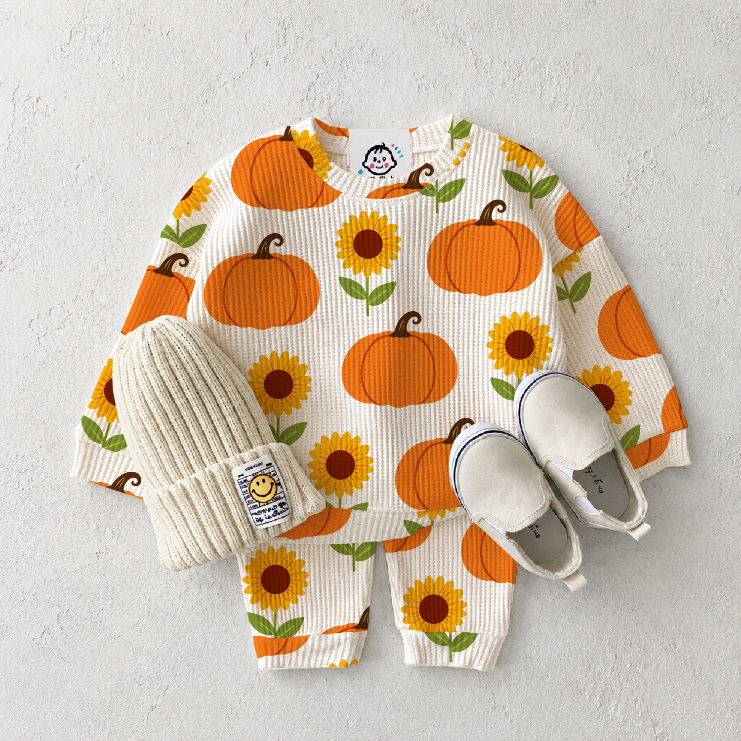 Baby Pumpkin Sunflower Waffle 2-Piece Set